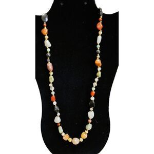 Vintage Beggar's Bead Necklace - Genuine Polished Gemstones